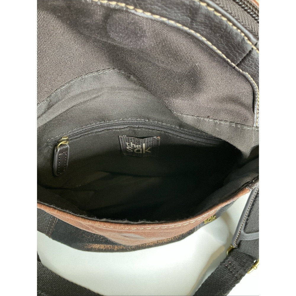 The Sak Deanna Leather Metallic Brown Hobo Boho Patchwork Shoulder Bag Purse - Picture 10 of 11